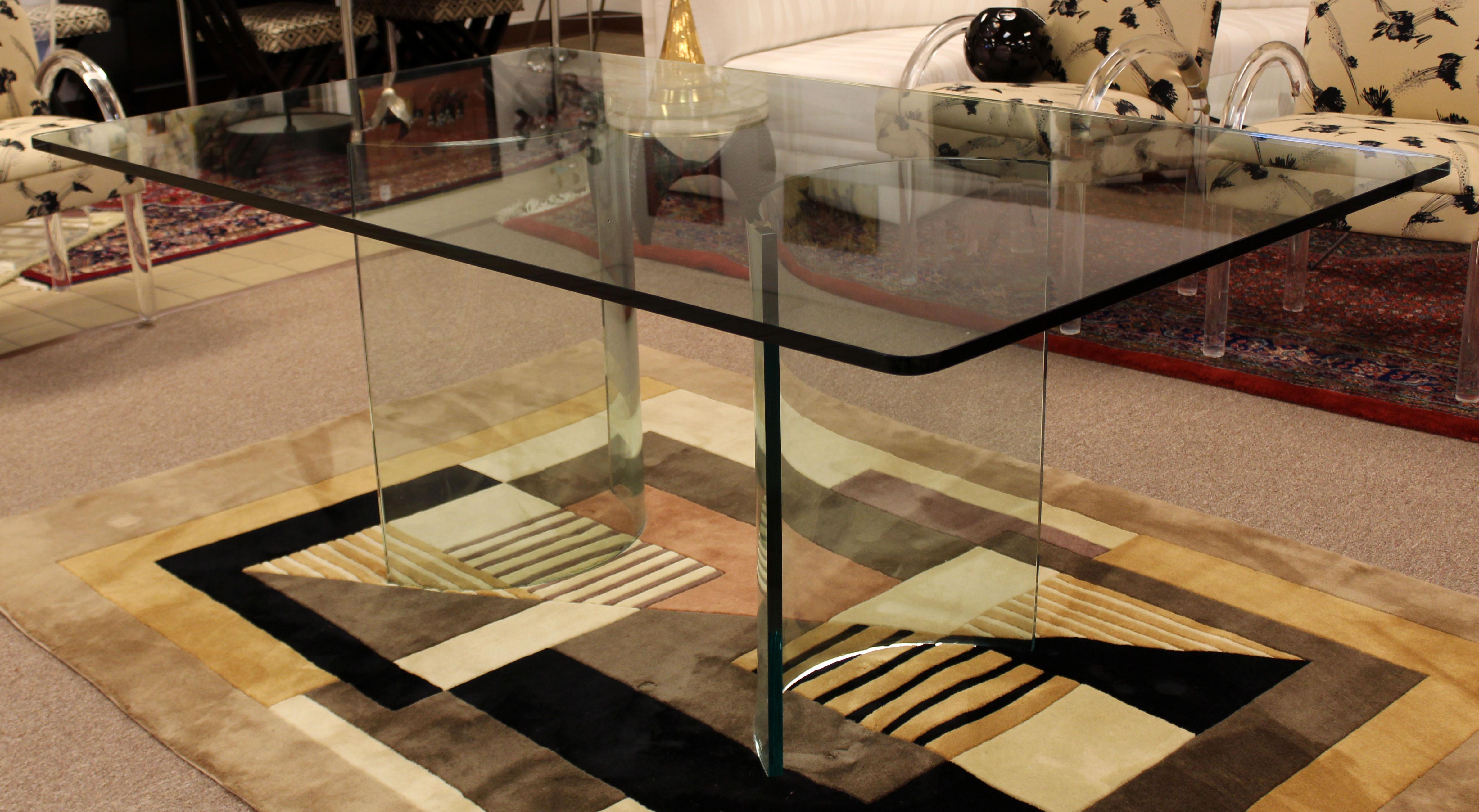 Mid-Century Modern Sculptural Rectangular Glass Dining Table Pace, 1970s In Good Condition In Keego Harbor, MI