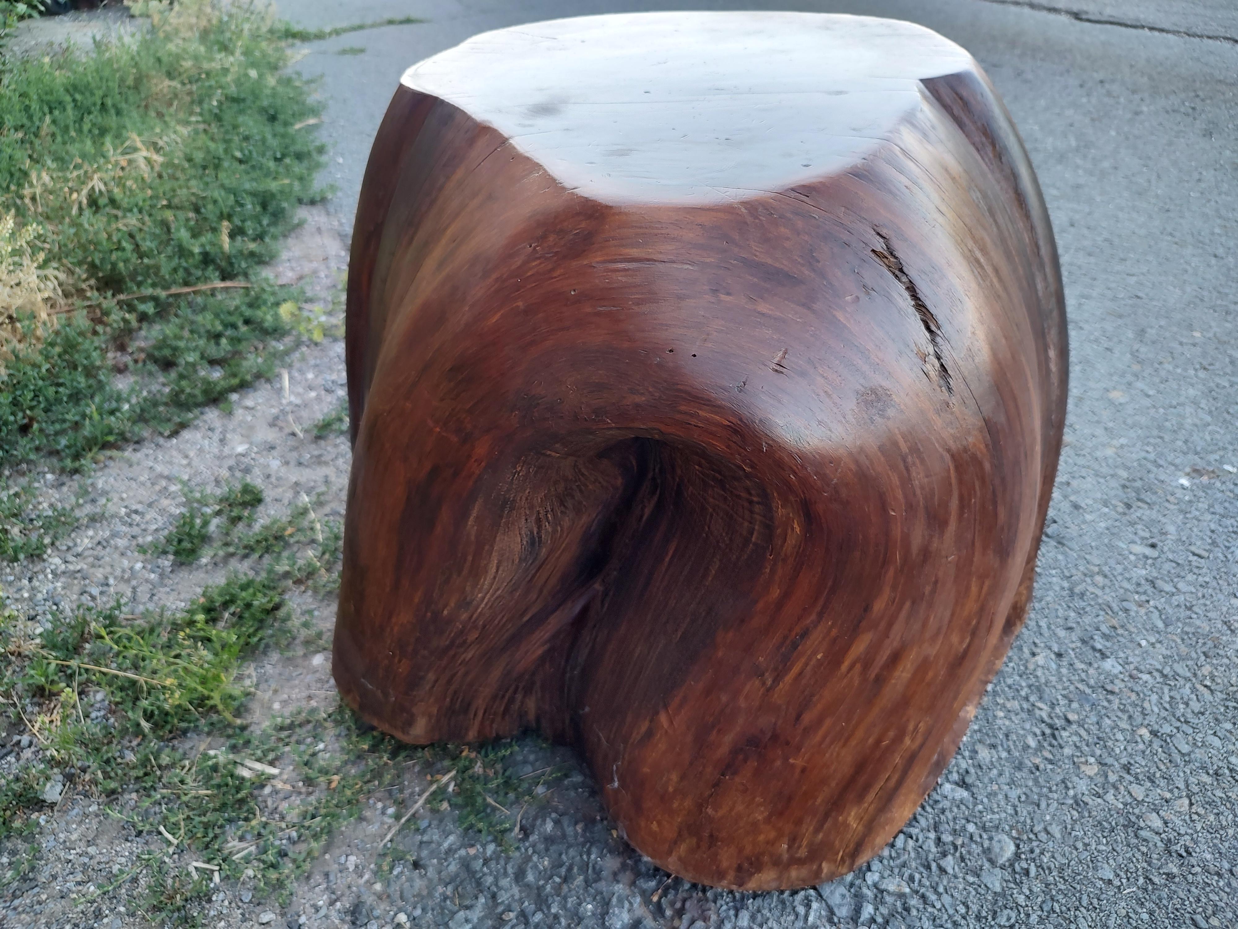 Hardwood Mid-Century Modern Sculptural Redwood Trunk Cocktail Table For Sale