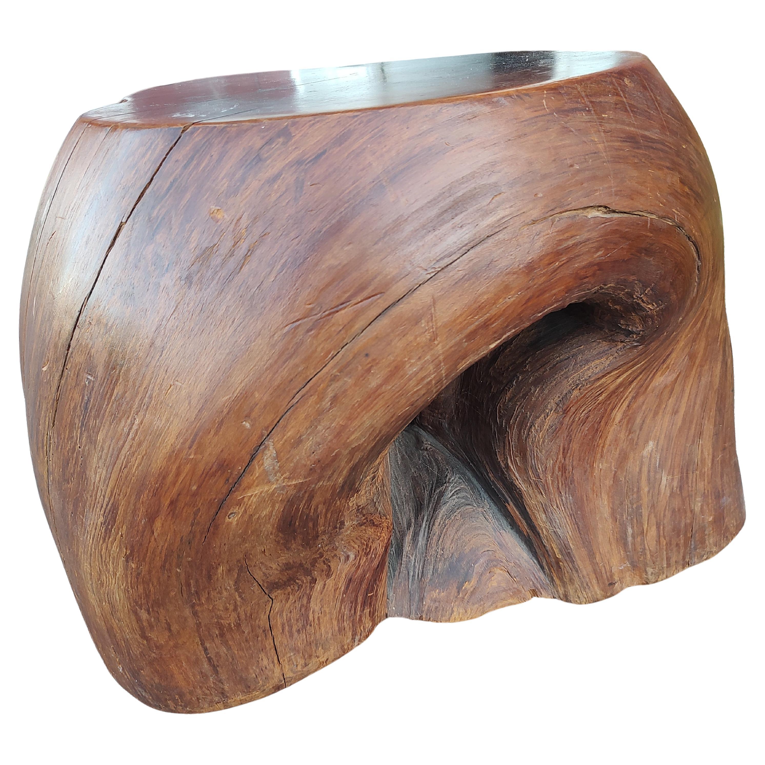 Hardwood Mid-Century Modern Sculptural Redwood Trunk Cocktail Table For Sale