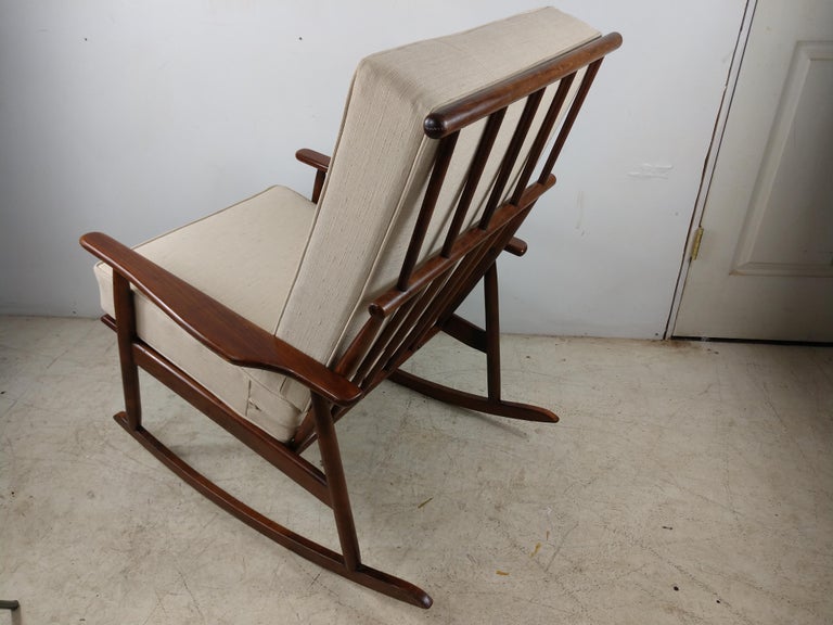 Fabric Mid-Century Modern Sculptural Danish Rocking Chair, c1955 For Sale
