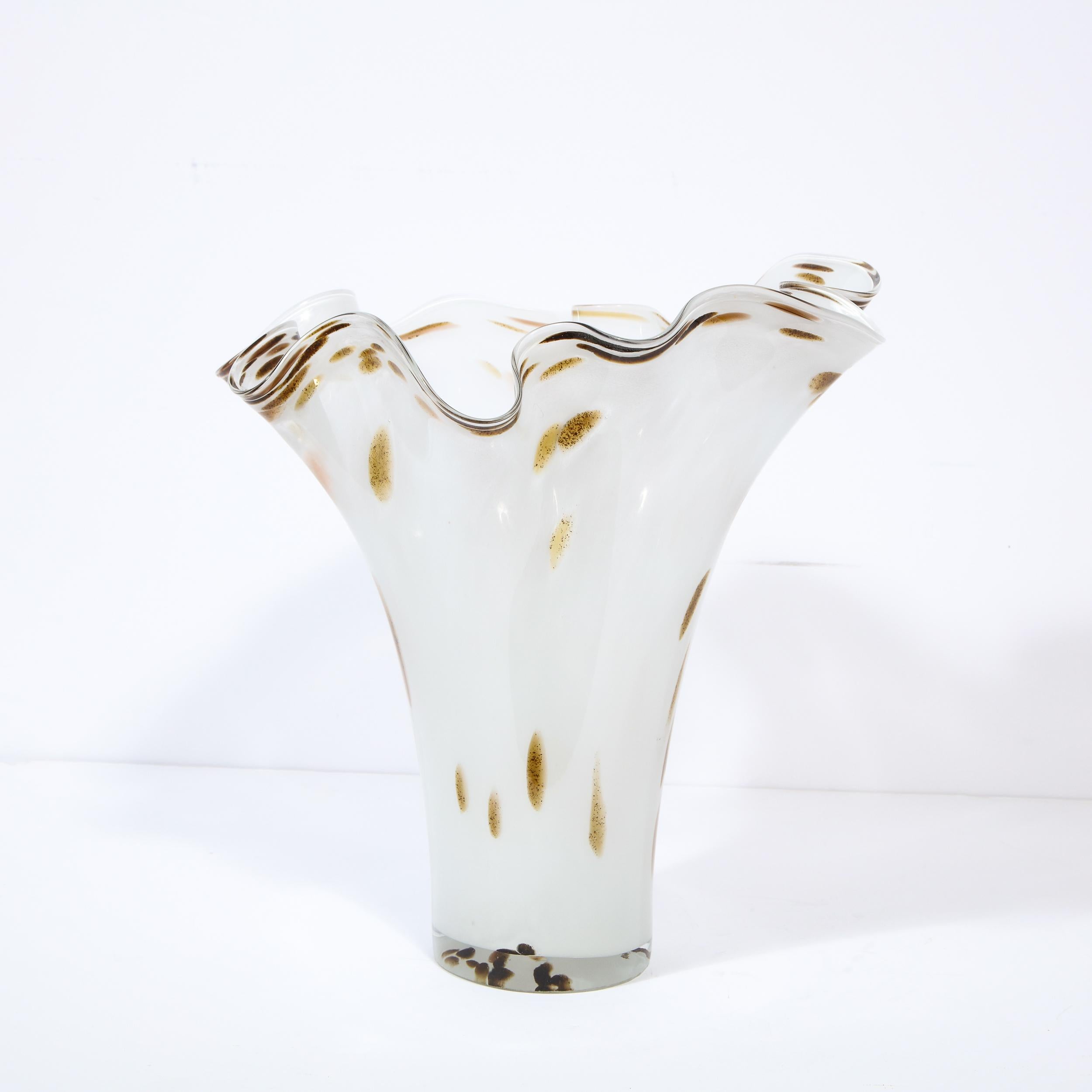Mid-Century Modern Sculptural Scalloped Handblown Murano Vase 1