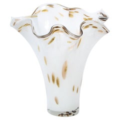 Mid-Century Modern Sculptural Scalloped Handblown Murano Vase