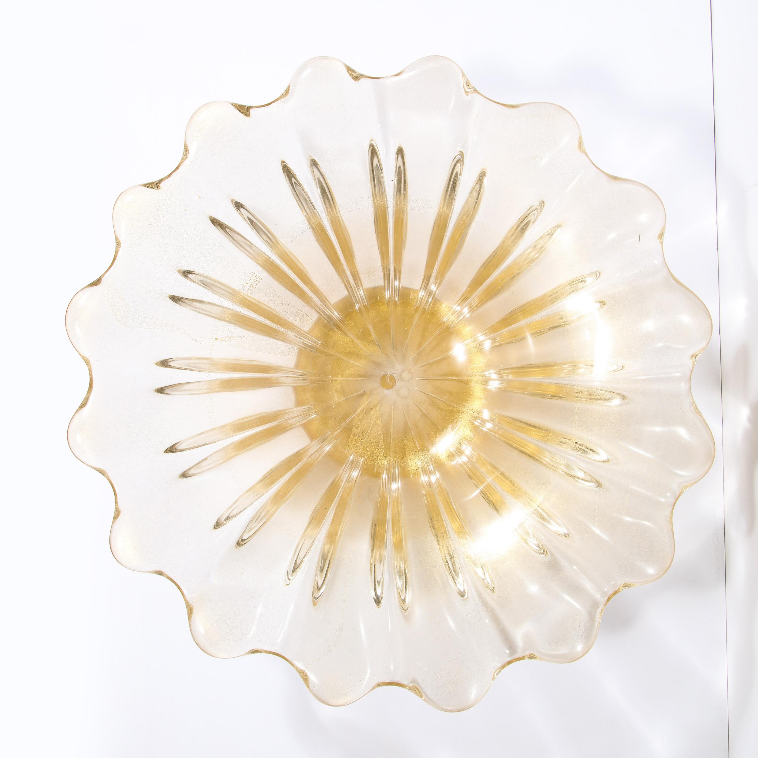 Mid-Century Modern Sculptural Scalloped Murano Glass Bowl by Archimede Seguso 6
