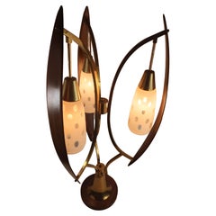 Mid-Century Modern Sculptural Scandinavian 3 Way with Glass Shades Table Lamp