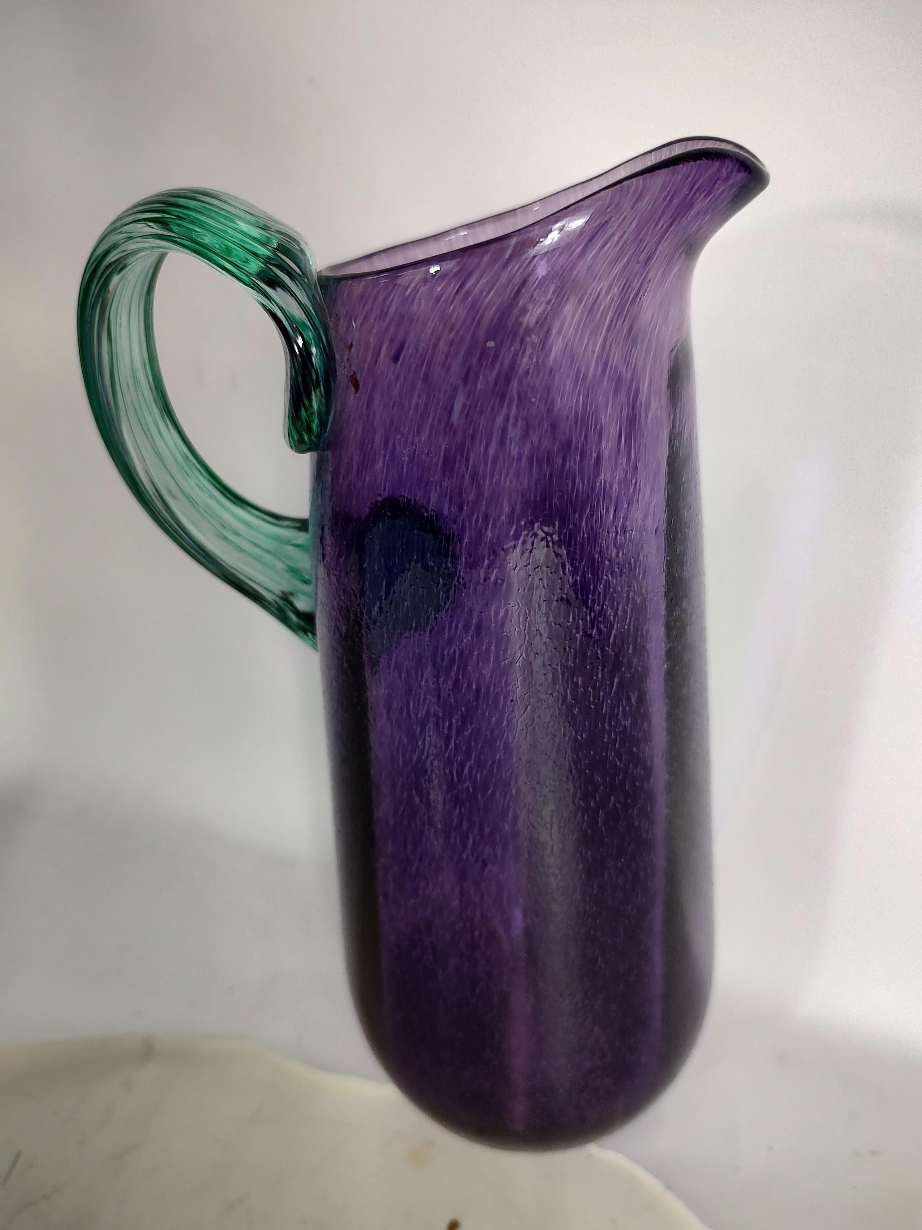 Late 20th Century Mid-Century Modern Sculptural Scandinavian Art Glass Pitcher by Kosta Boda