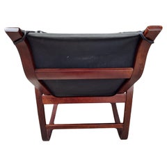 Mid-Century Modern Sculptural Scandinavian Rosewood and Leather Rocker Westnofa