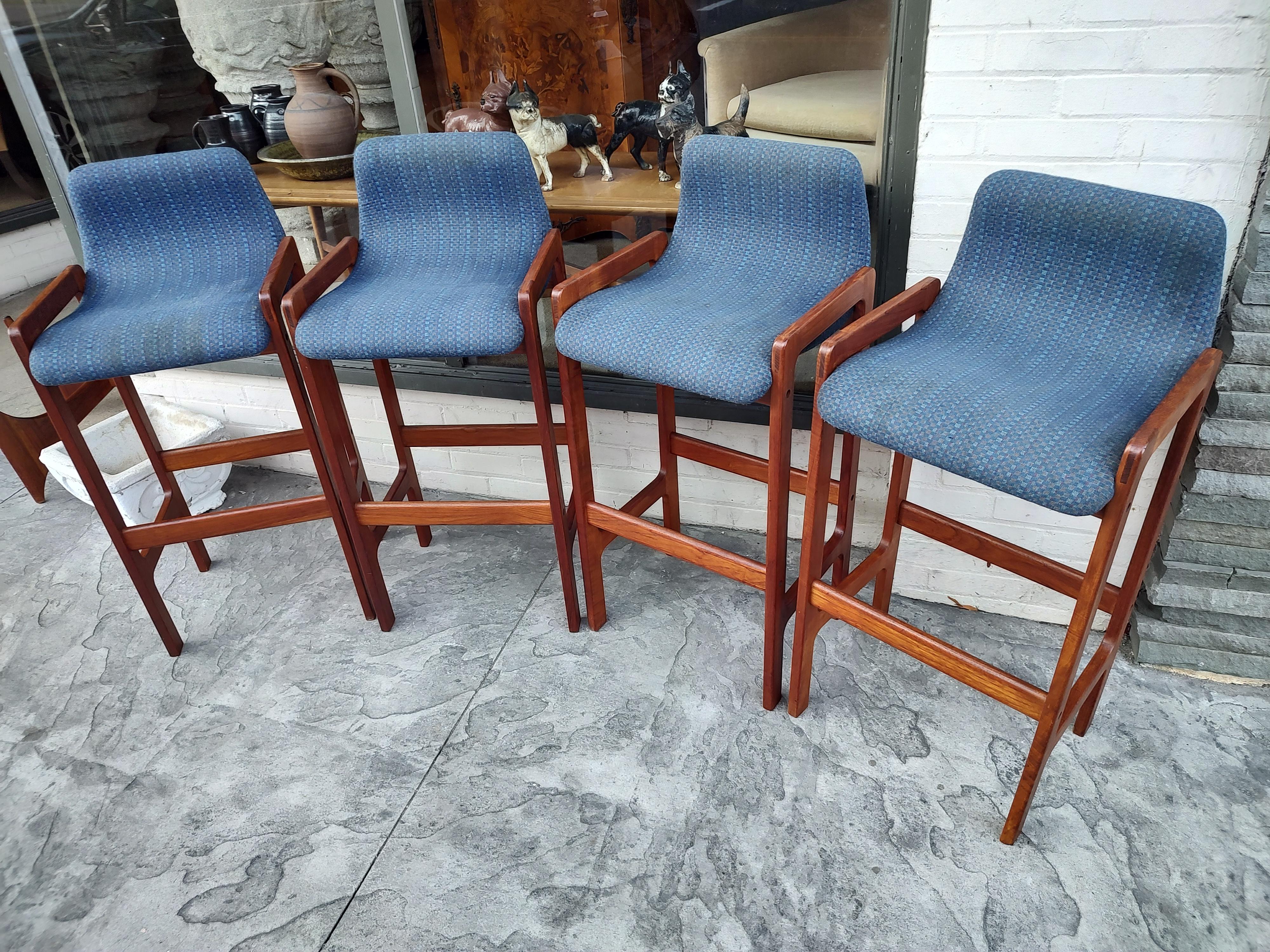 Mid-Century Modern Sculptural Scandinavian Teak Bar Stools by D-Scan 4 Available 3