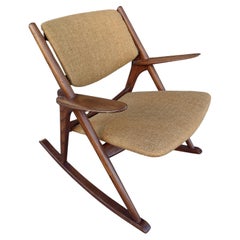 Retro Mid-Century Modern Sculptural Scandinavian Teak Rocking Chair, C1968