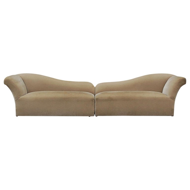 mid century modern sculptural sectional sofa or pair of chaise lounges