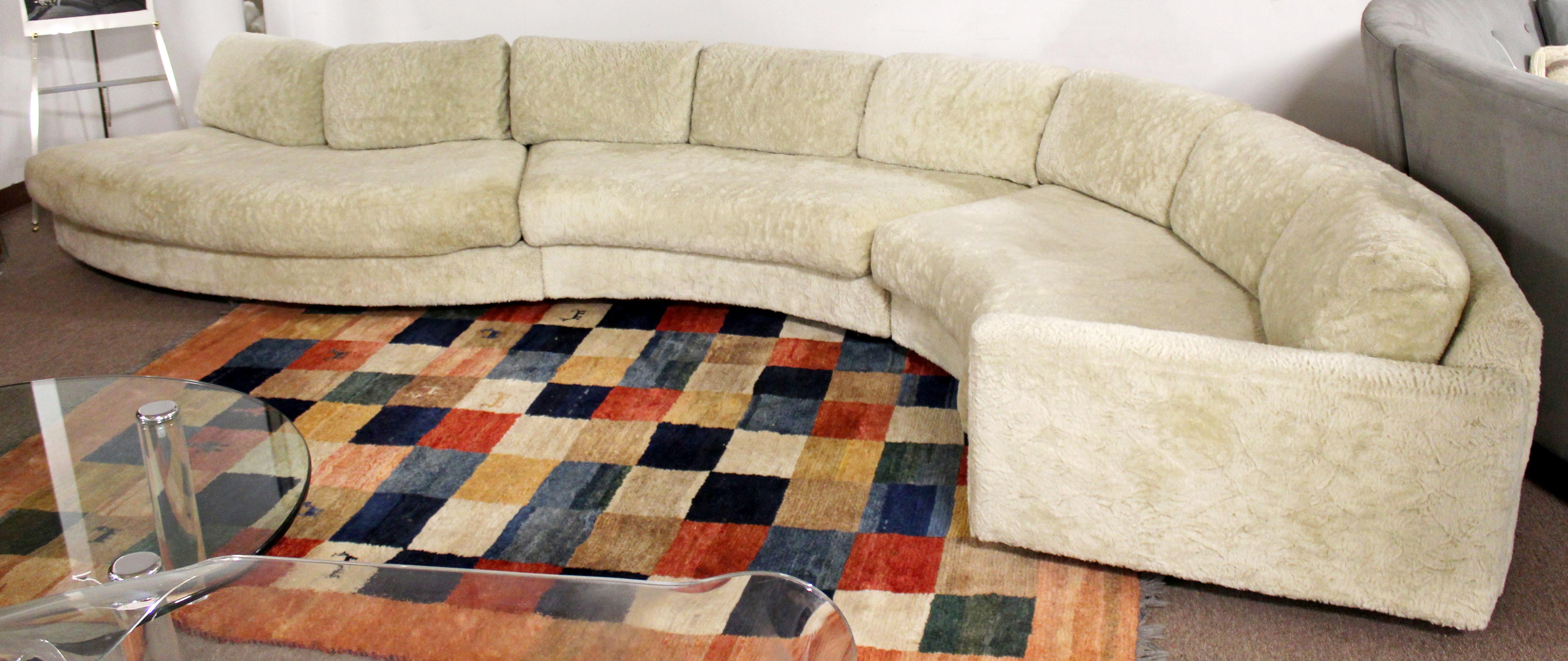 For your consideration is a mesmerizing, curved serpentine, three piece sofa sectional, by Adrian Pearsall, circa 1970s. In excellent vintage condition. The dimensions of each piece are 75