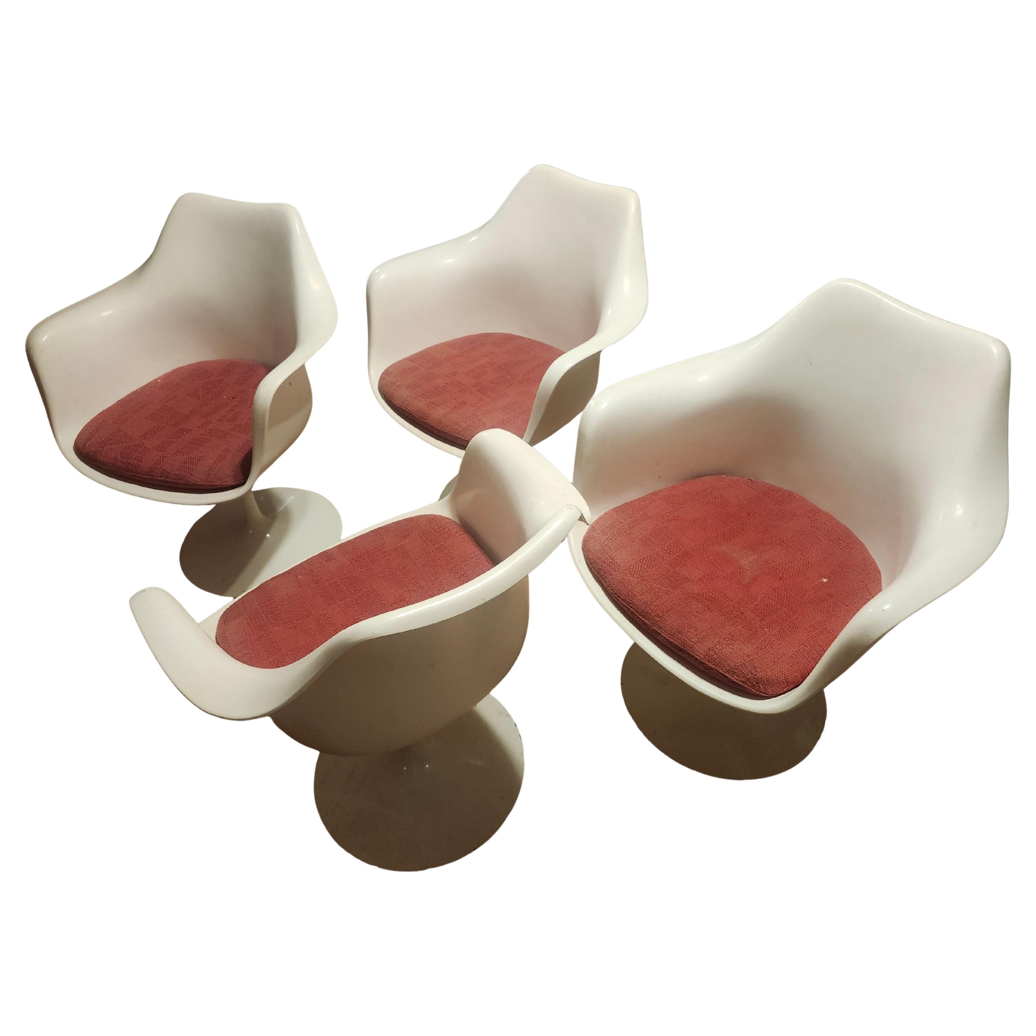 Fatto a mano Set di 4 poltrone da pranzo Eero Saarinen Knoll Tulip, scultura moderna di metà secolo in vendita