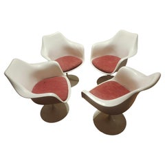 Mid-Century Modern Sculptural Set of 4 Eero Saarinen Knoll Tulip Dining Armchair