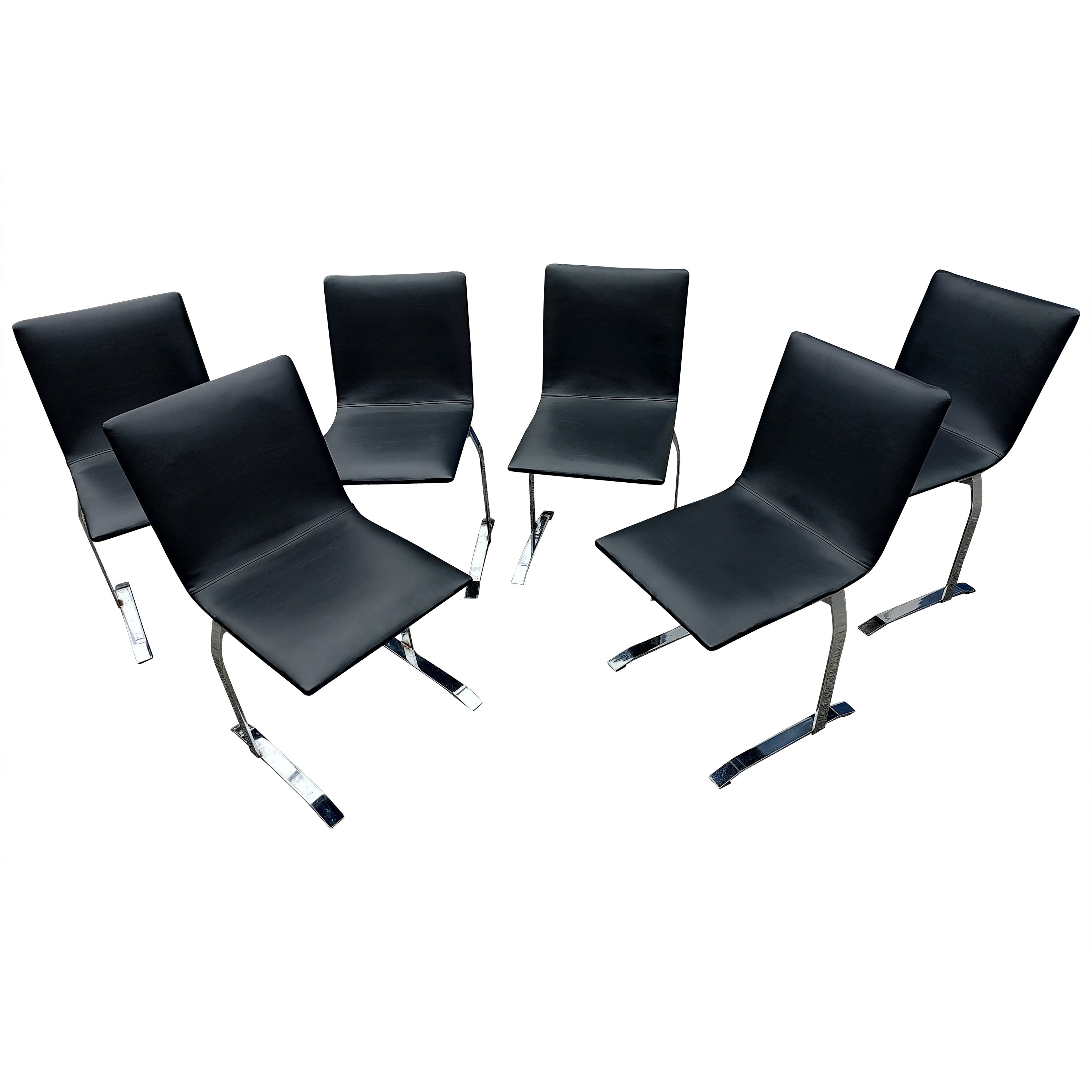 Acciaio Set di 6 sedie da pranzo scultoree in stile Mid-Century Modern di Saporiti in vendita