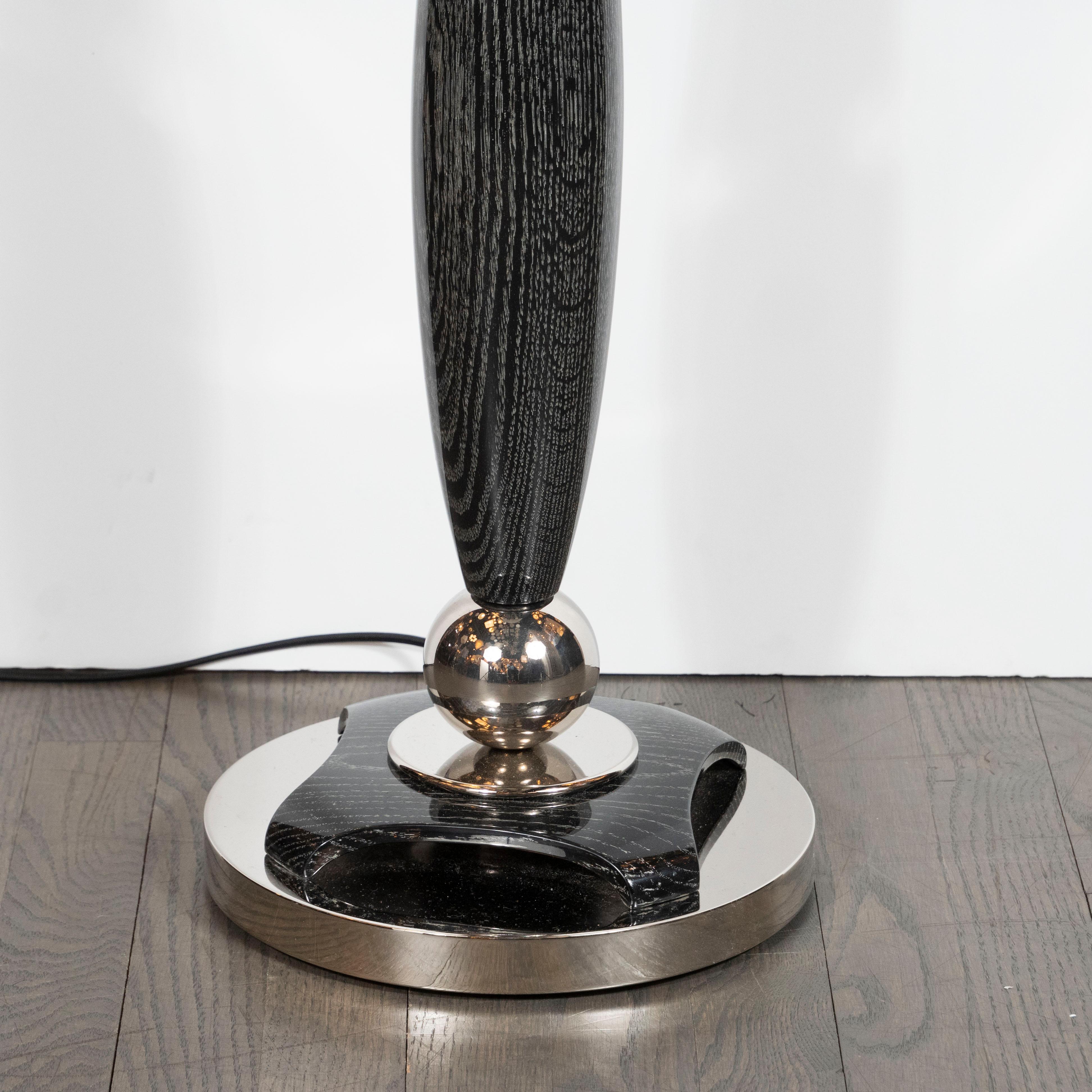 Mid-Century Modern Lampadaire sculptural moderne du milieu du siècle en céramique argentée et aluminium brossé