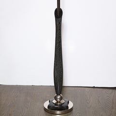 Mid-Century Modern Sculptural Silver Cerused and Brushed Aluminum Floor Lamp