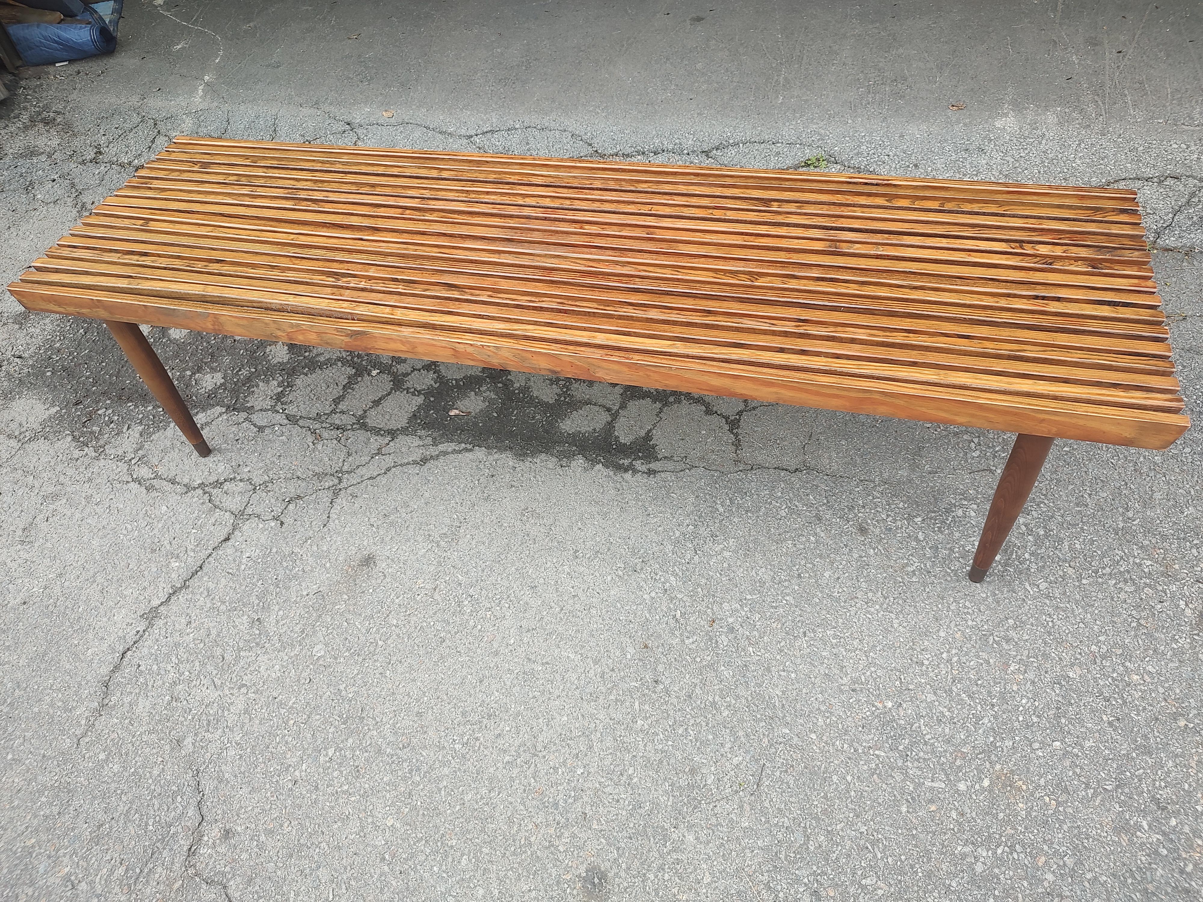 Mid-Century Modern Sculptural Slatted Cocktail Table Bench Style George Nelson  In Good Condition In Port Jervis, NY