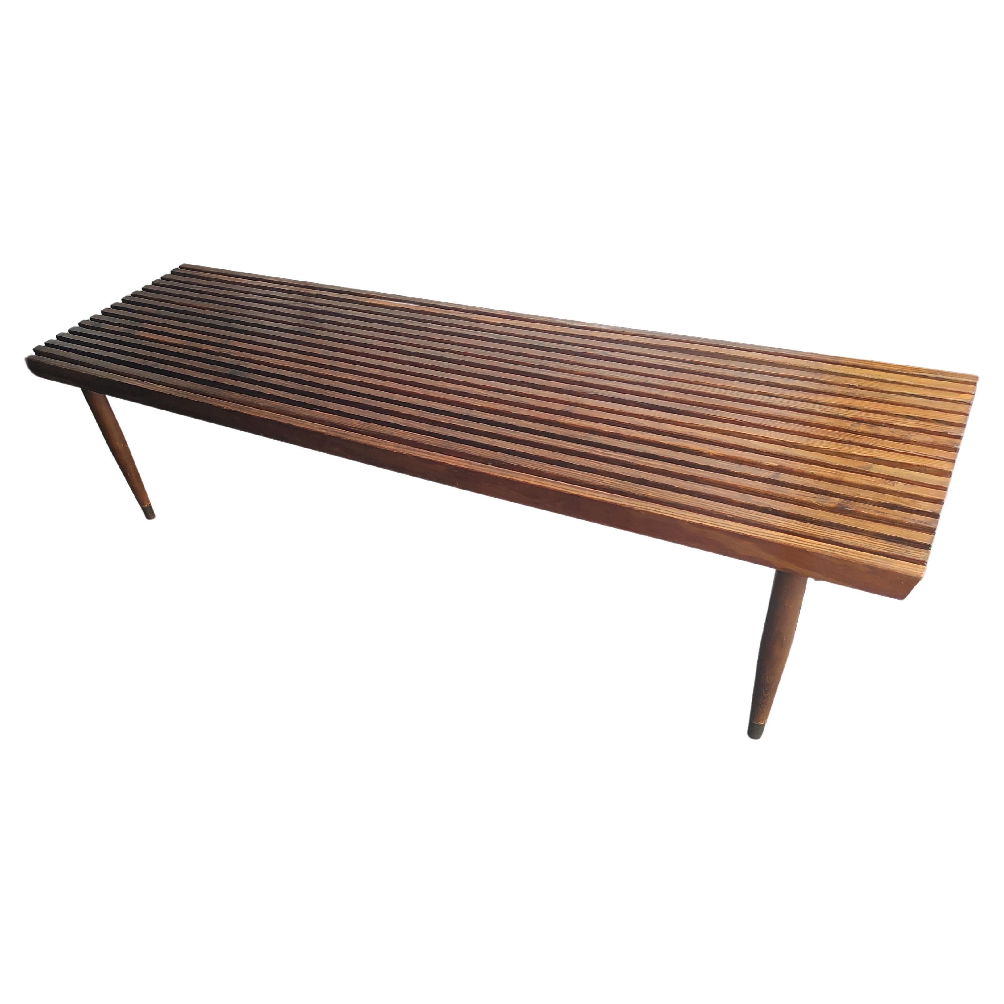 Mid-Century Modern Sculptural Slatted Cocktail Table Bench Style George Nelson 