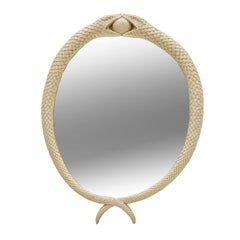 Mid-Century Modern Sculptural Snake Shape Acrylic Fiber Mirror, France 1960s