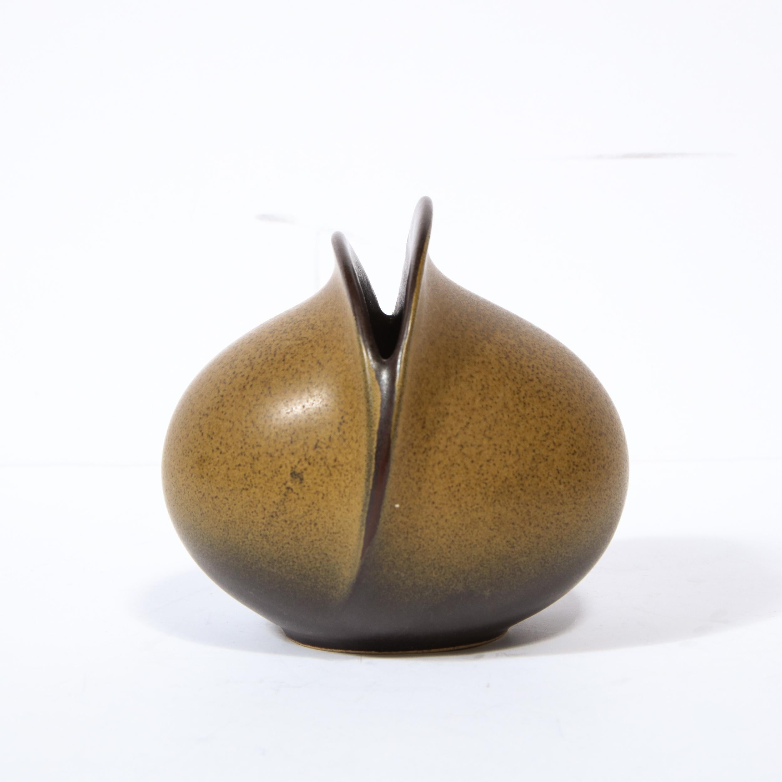 Ceramic Mid-Century Modern Sculptural Spherical Vase with Ovoid Opening by Rosenthal For Sale