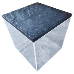 Mid-Century Modern Sculptural Lucite Plexiglass Table with a Black Slate Top