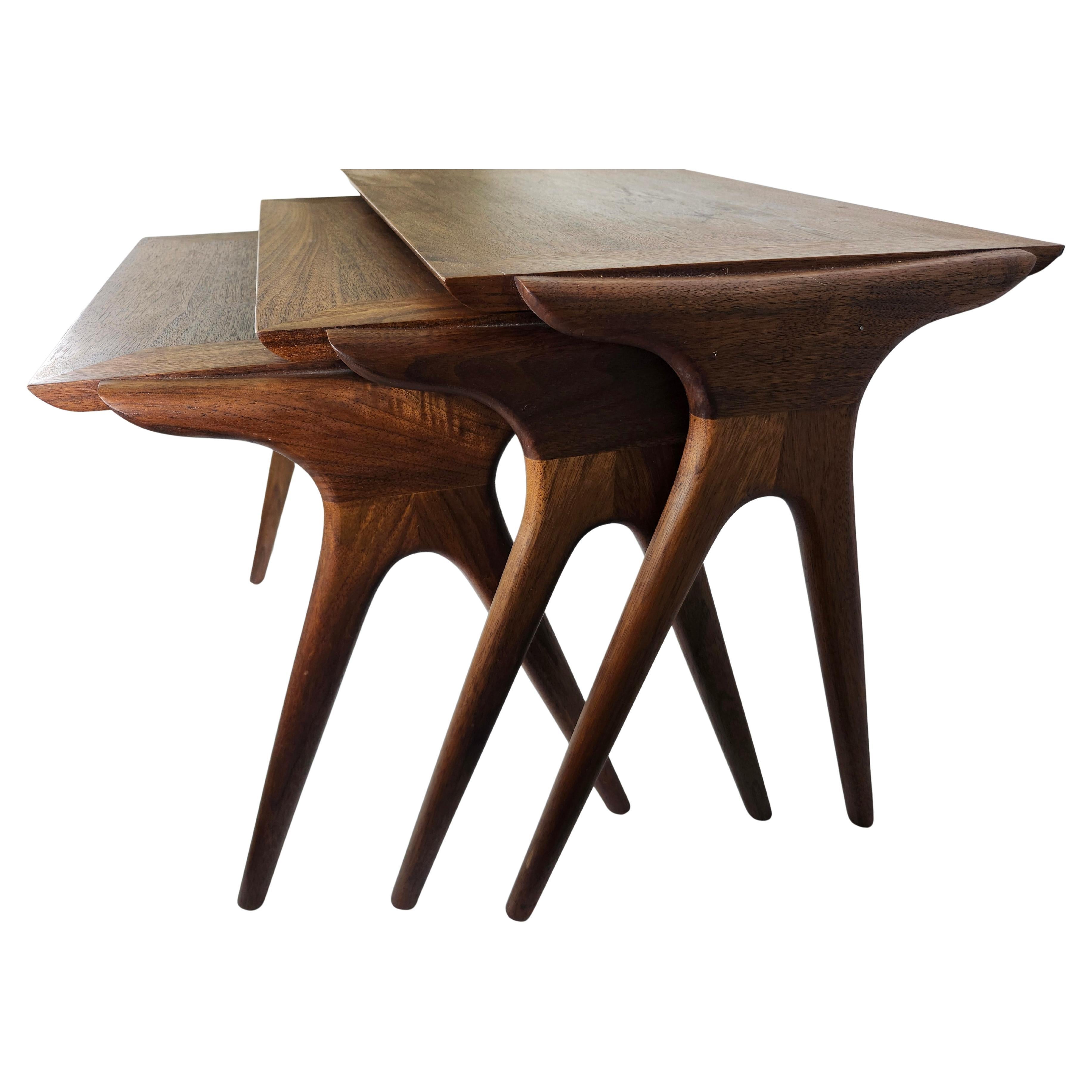 Mid-Century Modern Sculptural Stacking Nesting Tables by Vladimir Kagan Signed