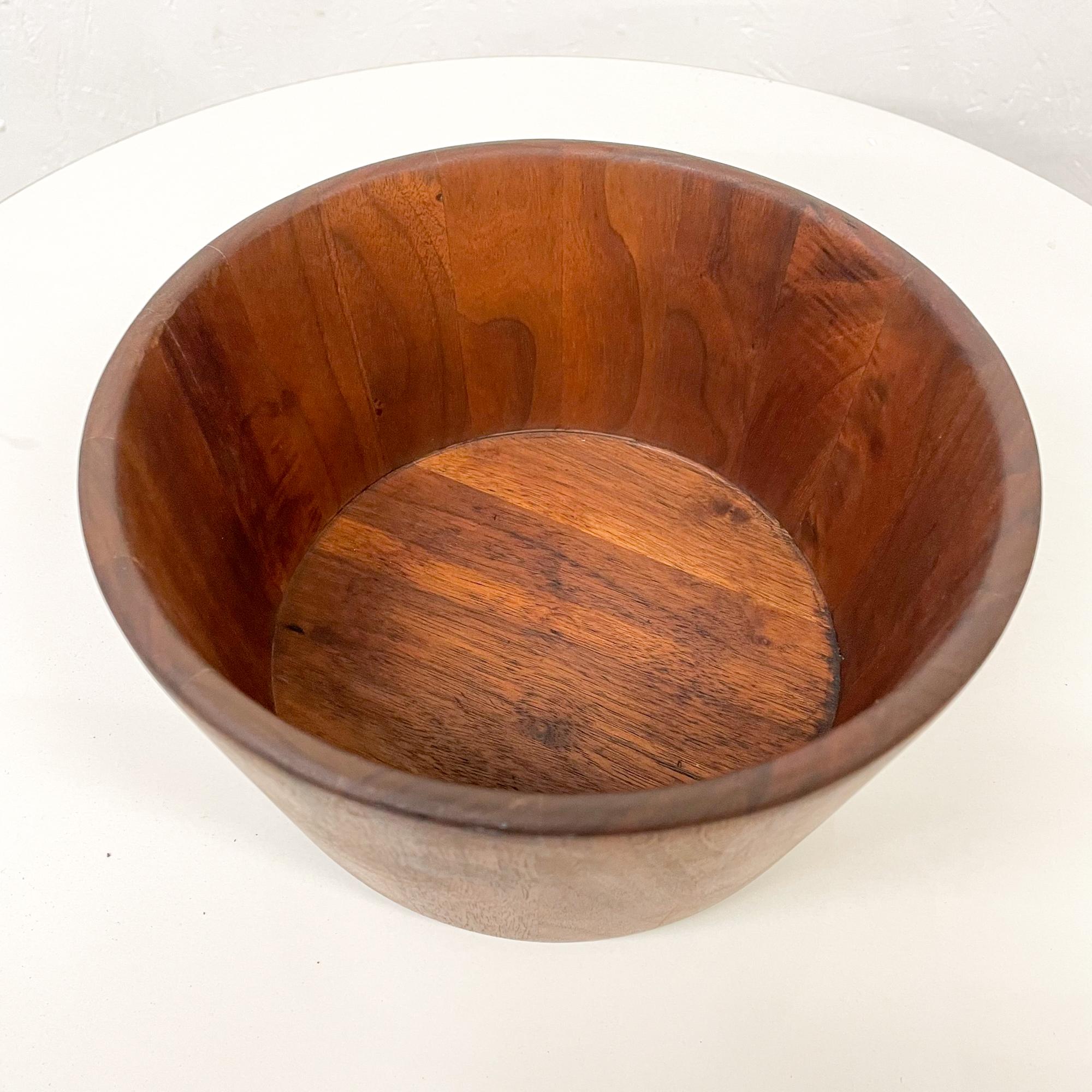American 1960s Modern Sculptural Staved Solid Walnut Wood Bowl For Sale