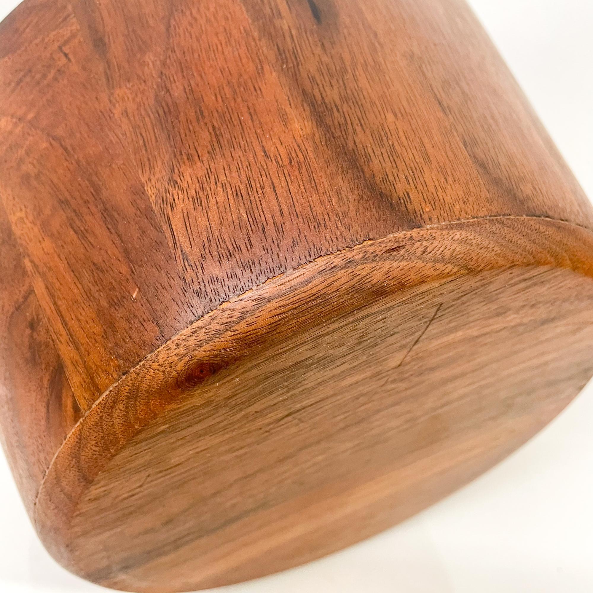 1960s Modern Sculptural Staved Solid Walnut Wood Bowl For Sale 1