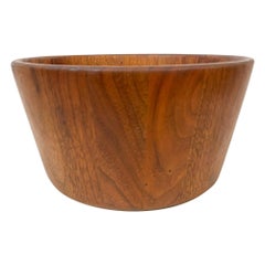 1960s Modern Sculptural Staved Solid Walnut Wood Bowl