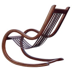 Mid-Century Modern Sculptural Studio Made Lounge Rocking Chair in Exotic Wood