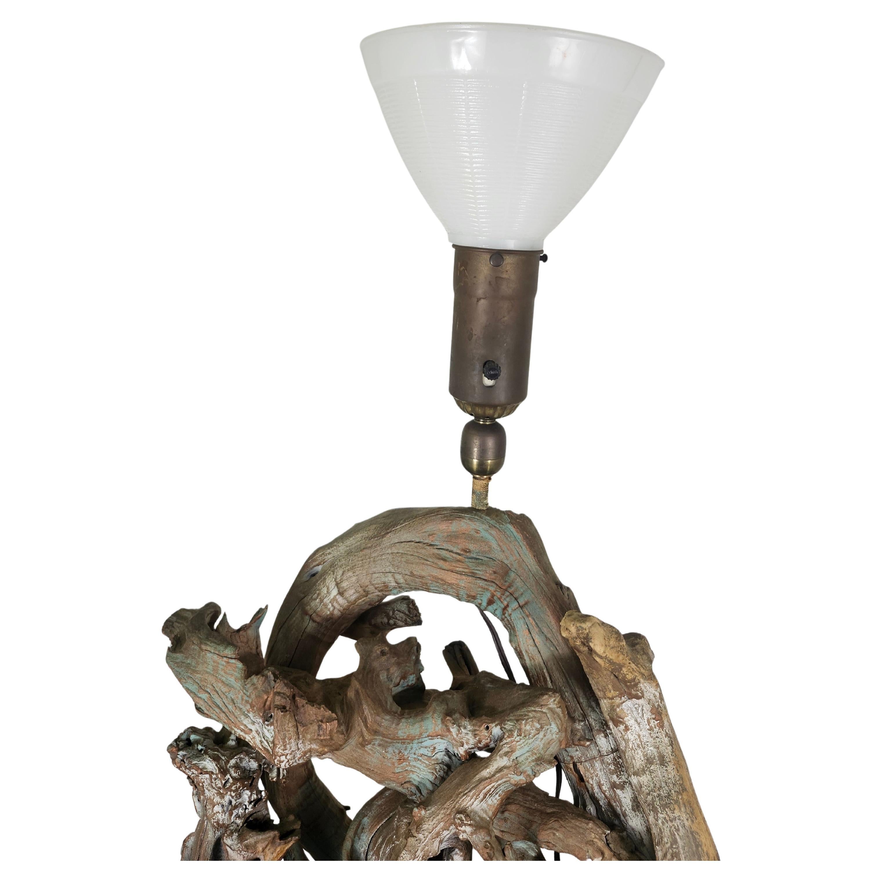 Americano Lampada da tavolo scultorea Sun Bleached Twig & Branch di metà secolo in vendita