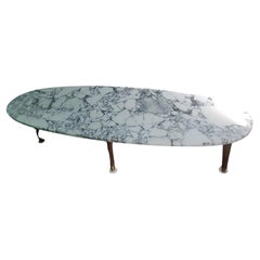 Mid-Century Modern Sculptural Surfboard Shaped Marble Top Cocktail Table, 1955