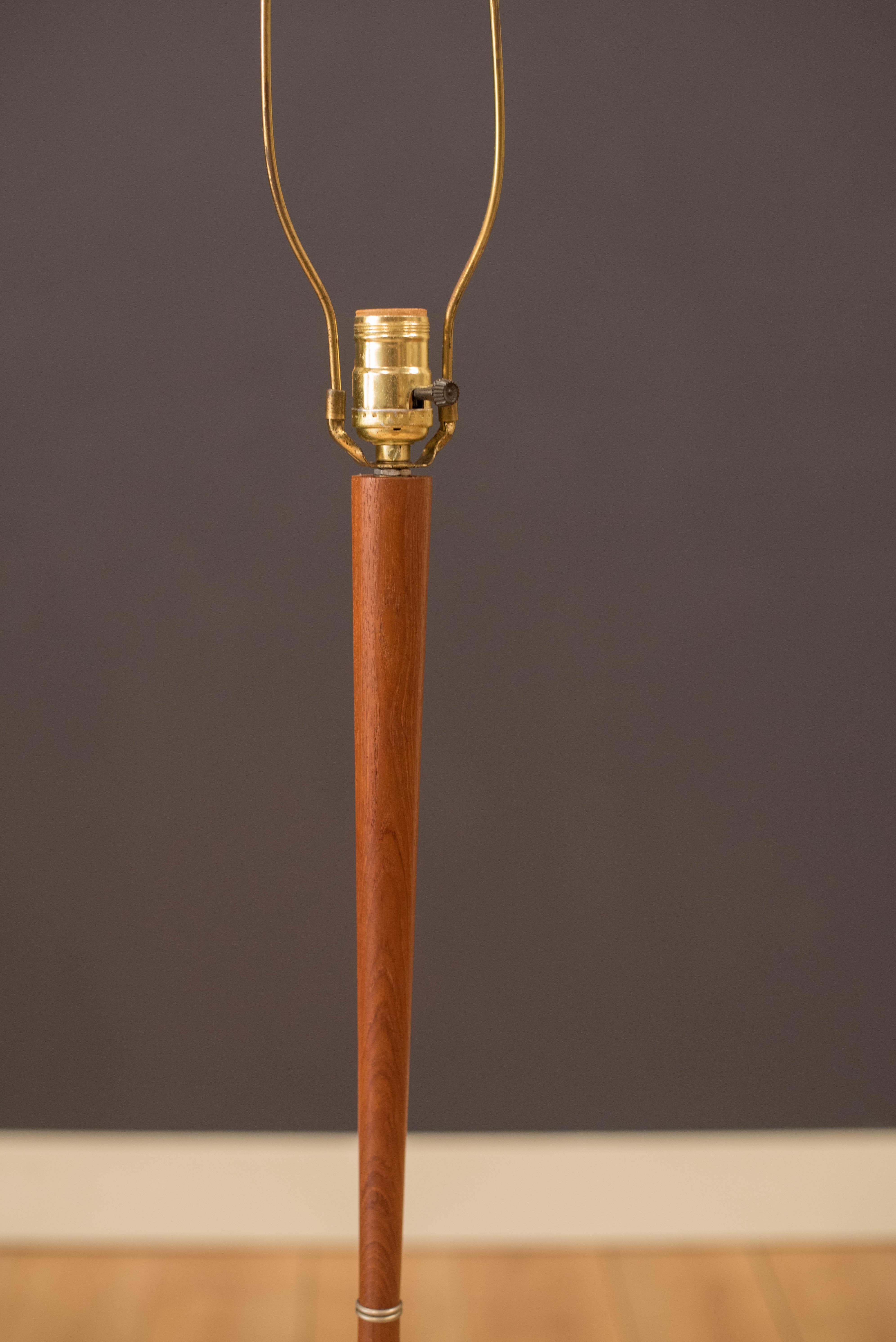 Aluminum Mid Century Modern Sculptural Teak Floor Lamp