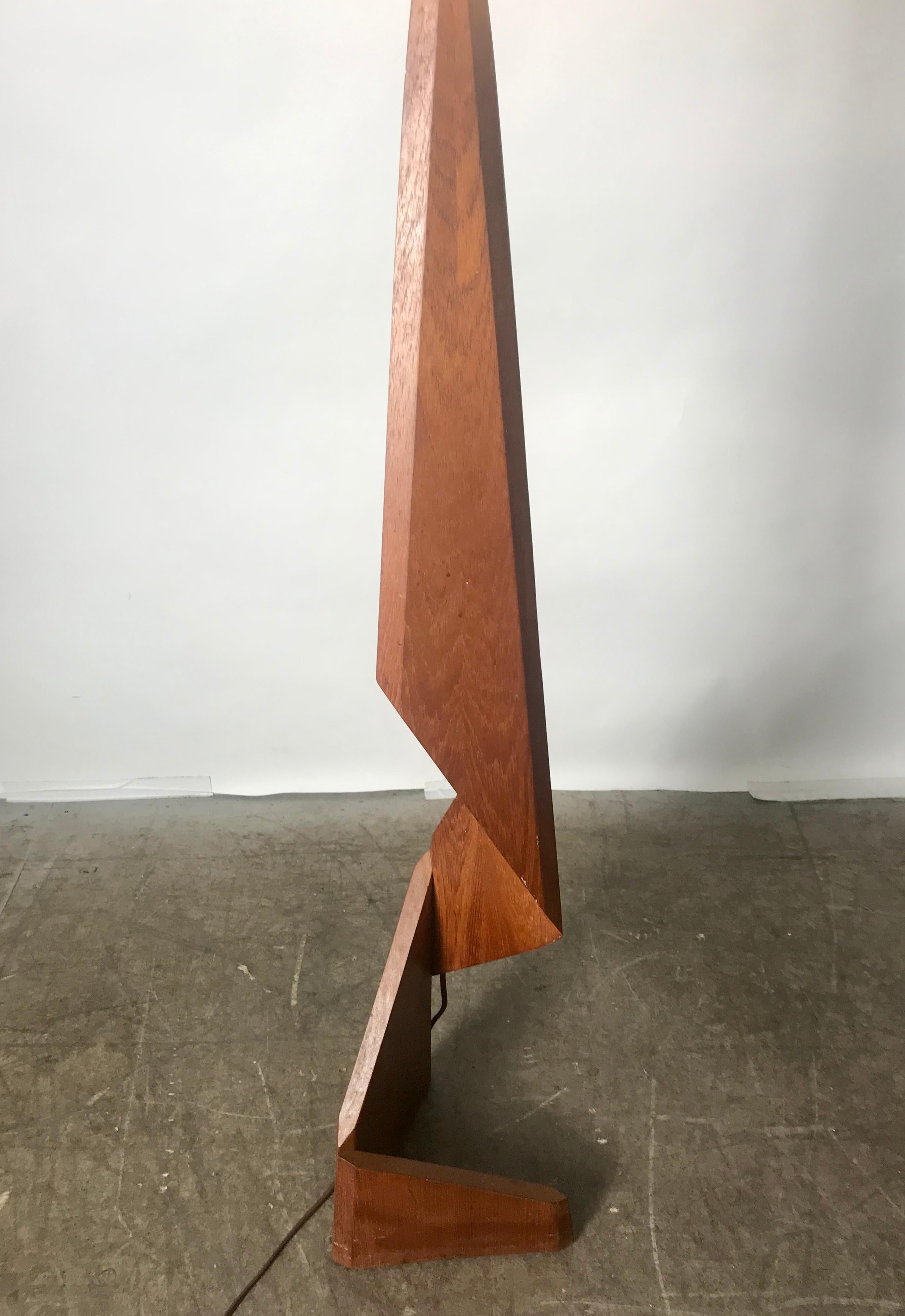 Danish Mid-Century Modern Sculptural Teak Zig-Zag Floor Lamp