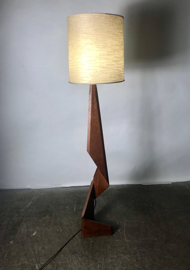 MidCentury Modern Sculptural Teak ZigZag Floor Lamp at 1stDibs
