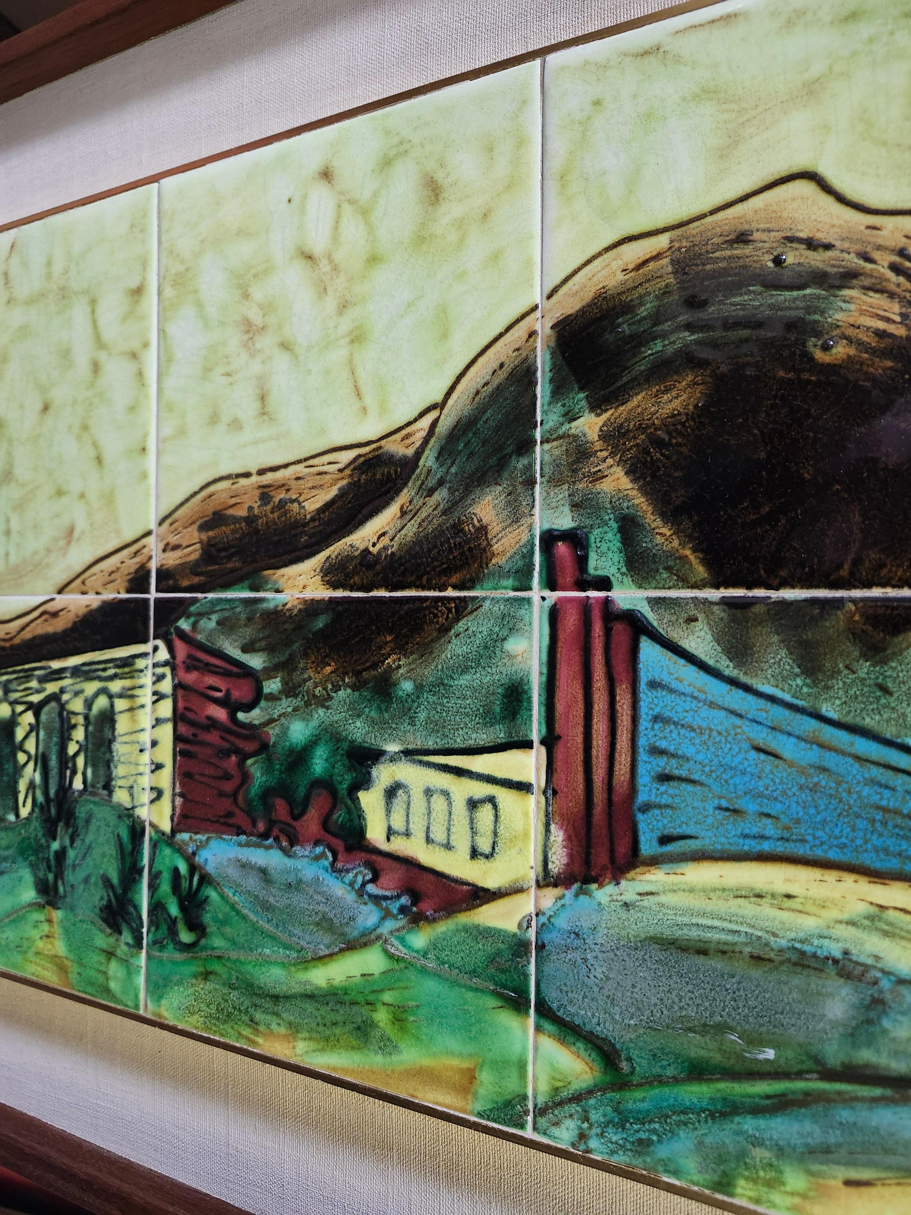 carreaux sculpturaux modernes du milieu du siècle dernier représentant un paysage romain par Harris Strong en vente 2