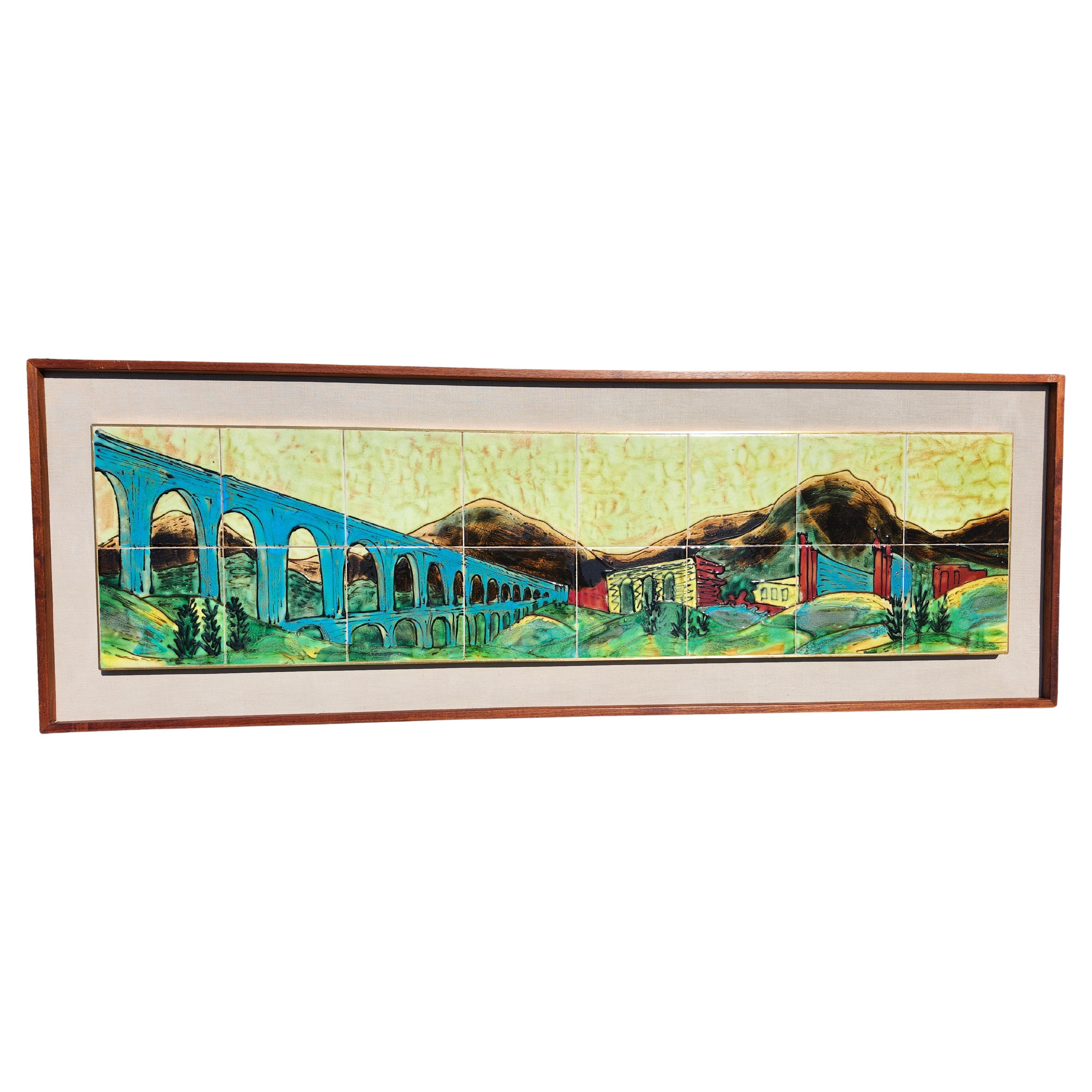 carreaux sculpturaux modernes du milieu du siècle dernier représentant un paysage romain par Harris Strong en vente