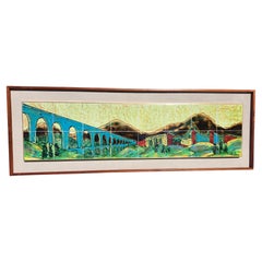 Mid-Century Modern Sculptural Tile Art of A Roman Landscape by Harris Strong