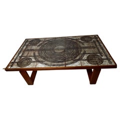 Mid-Century Modern Sculptural Tile Top Cocktail Table by Ox-Art