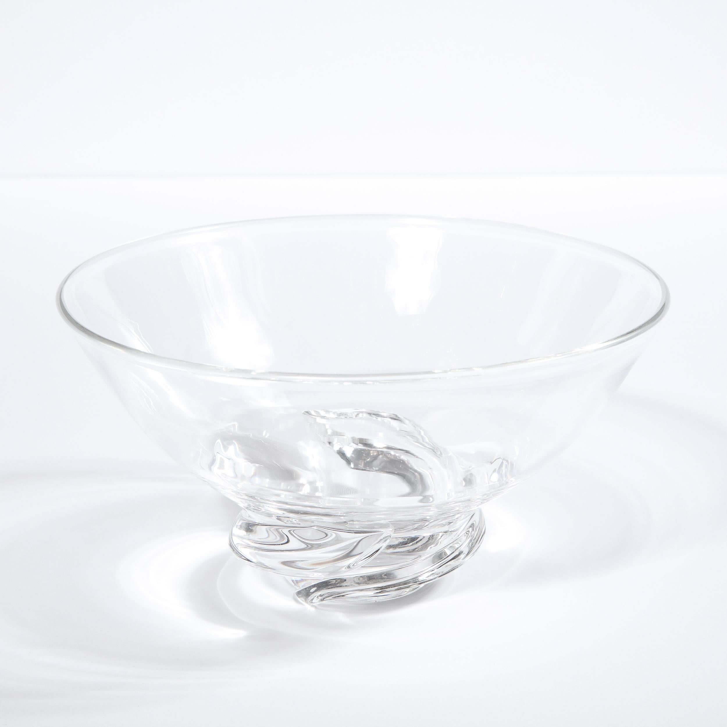 Mid-Century Modern Sculptural Translucent Bowl Signed Steuben In Excellent Condition In New York, NY