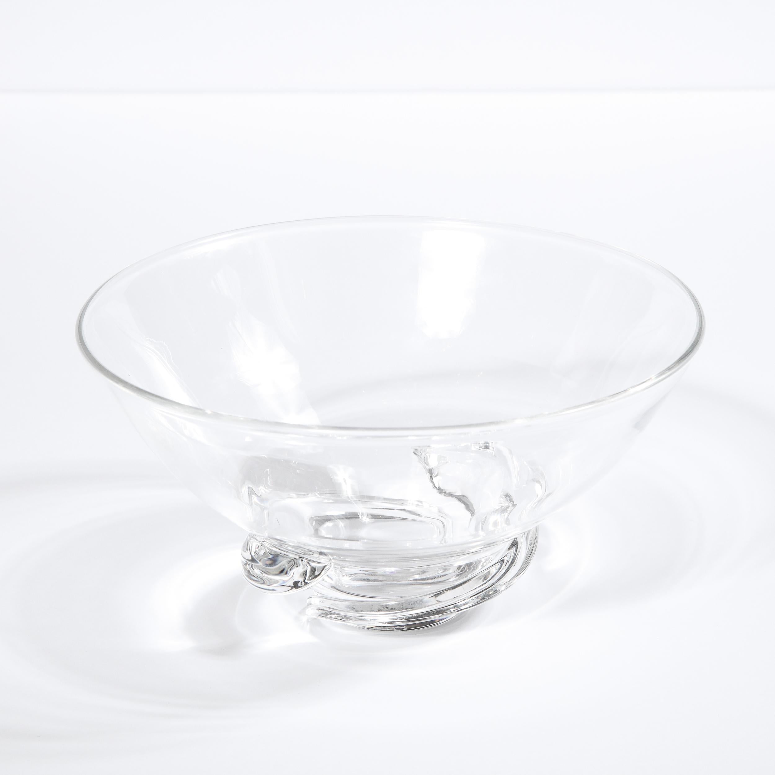 Mid-20th Century Mid-Century Modern Sculptural Translucent Bowl Signed Steuben