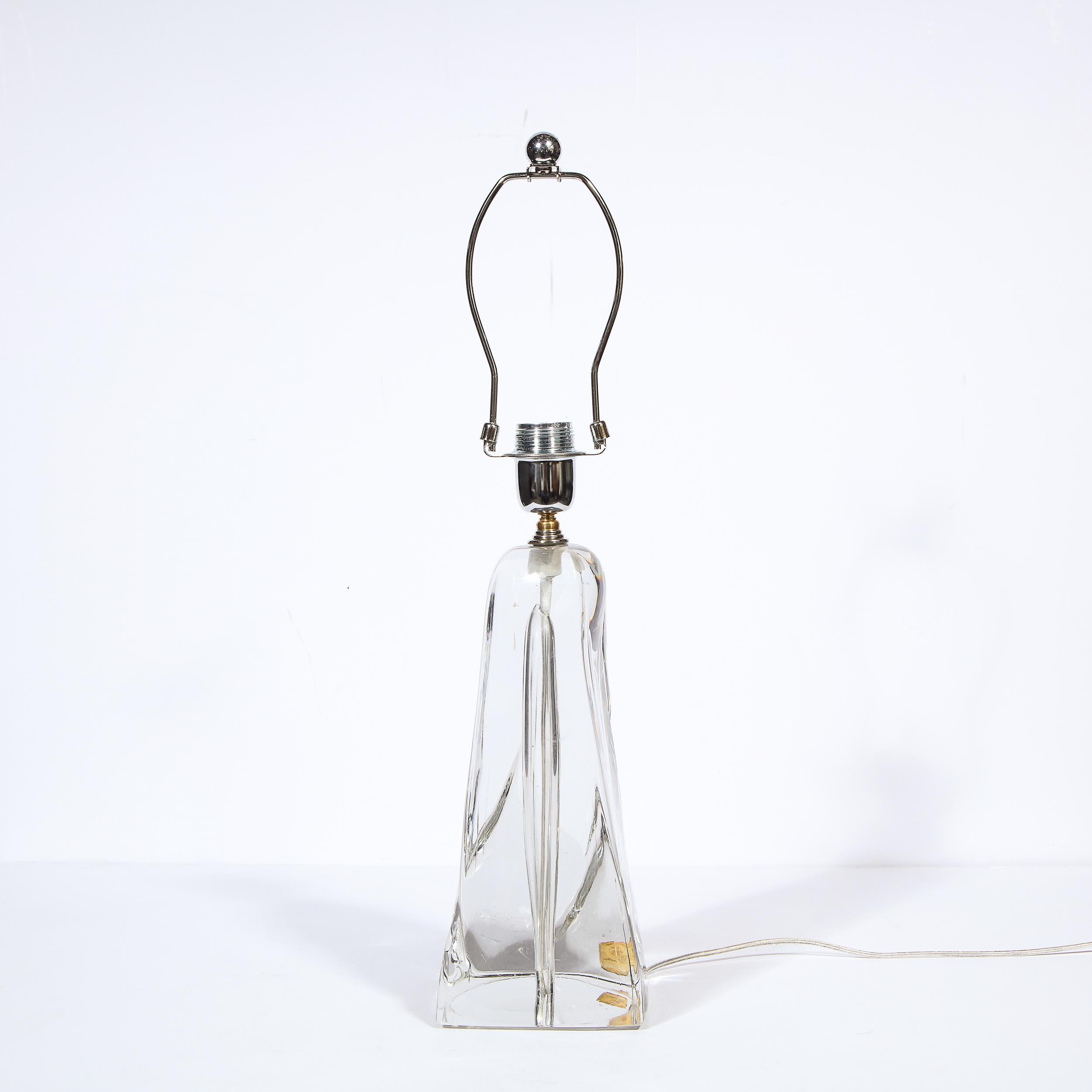 Mid-20th Century Mid-Century Modern Sculptural Translucent Crystal Table Lamp Signed by Daum