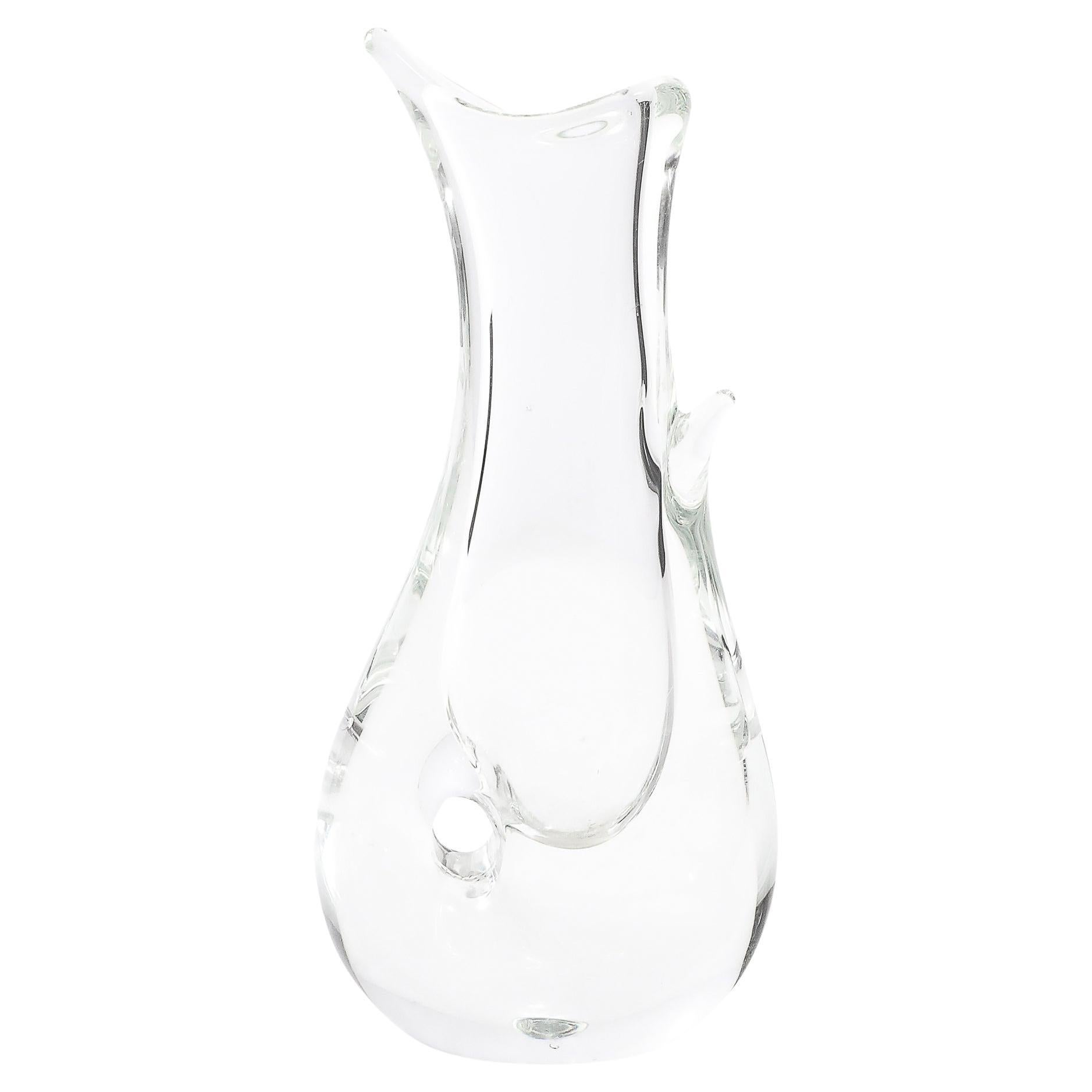Mid-Century Modern Sculptural Translucent Handblown Murano Vase by Licio Zanetti For Sale