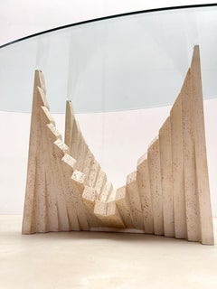 Mid-Century Modern Sculptural Travertine Dining Table, Italy, 1970s