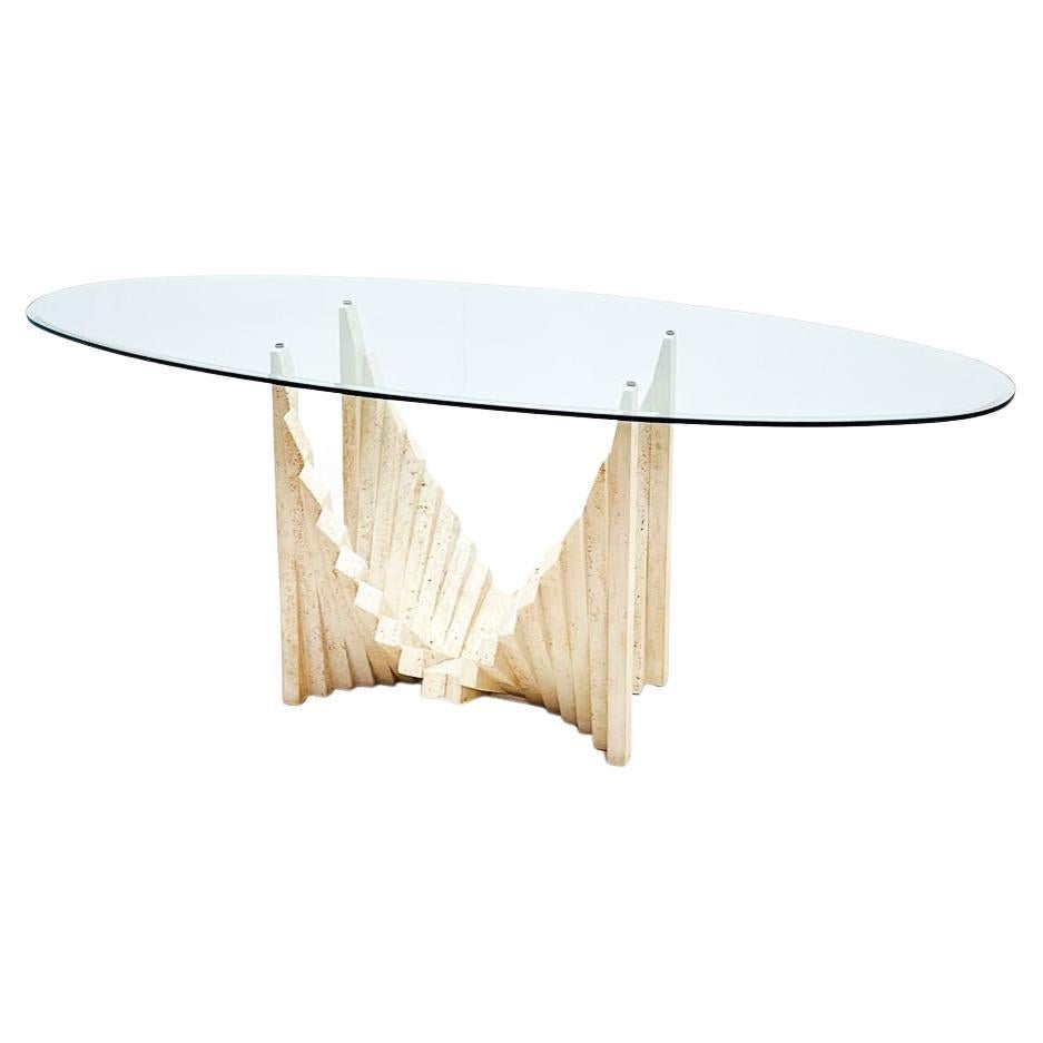Mid-Century Modern Sculptural Travertine Dining Table, Italy, 1970s