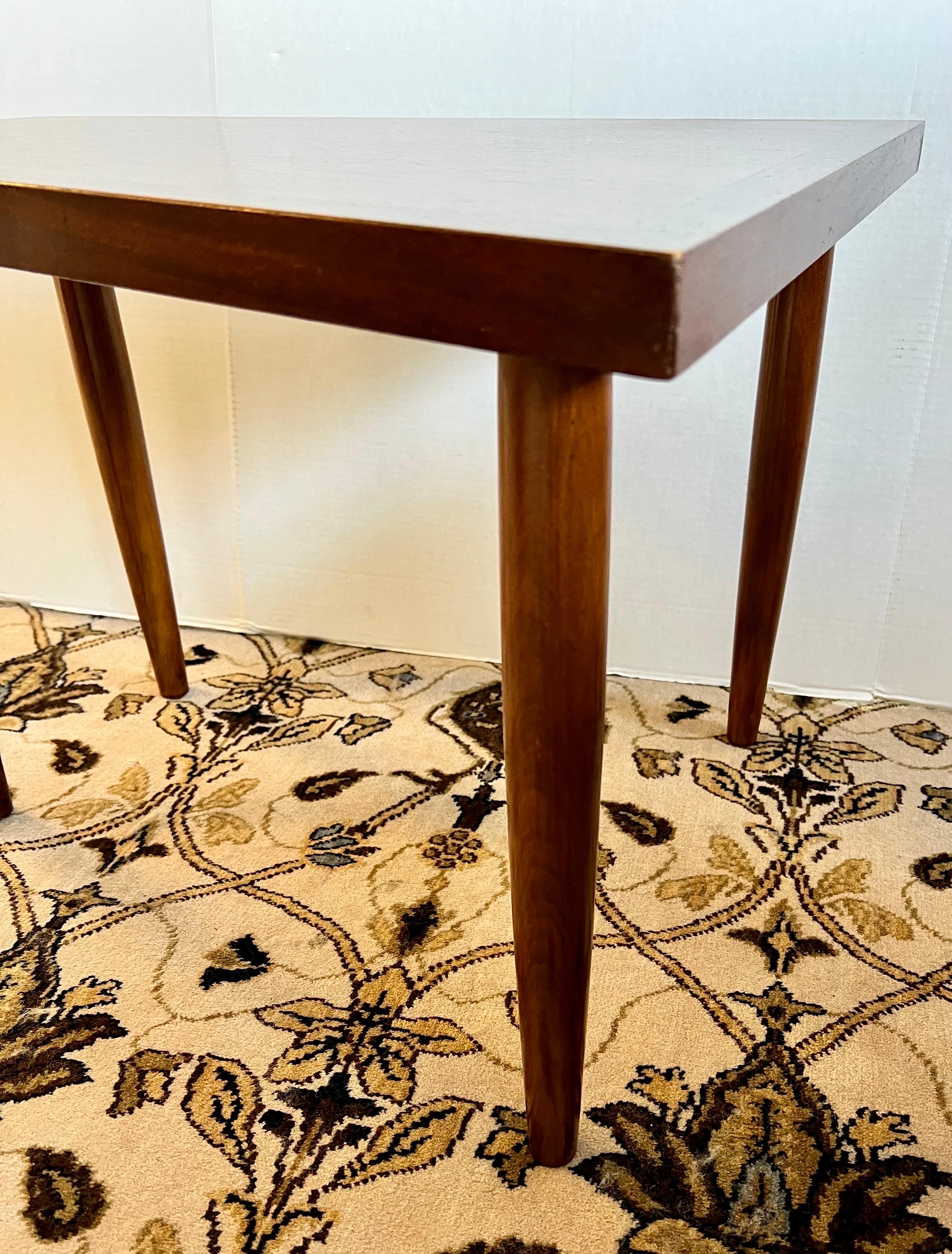 Mid-Century Modern Sculptural Triangular Walnut Side Table at 1stDibs