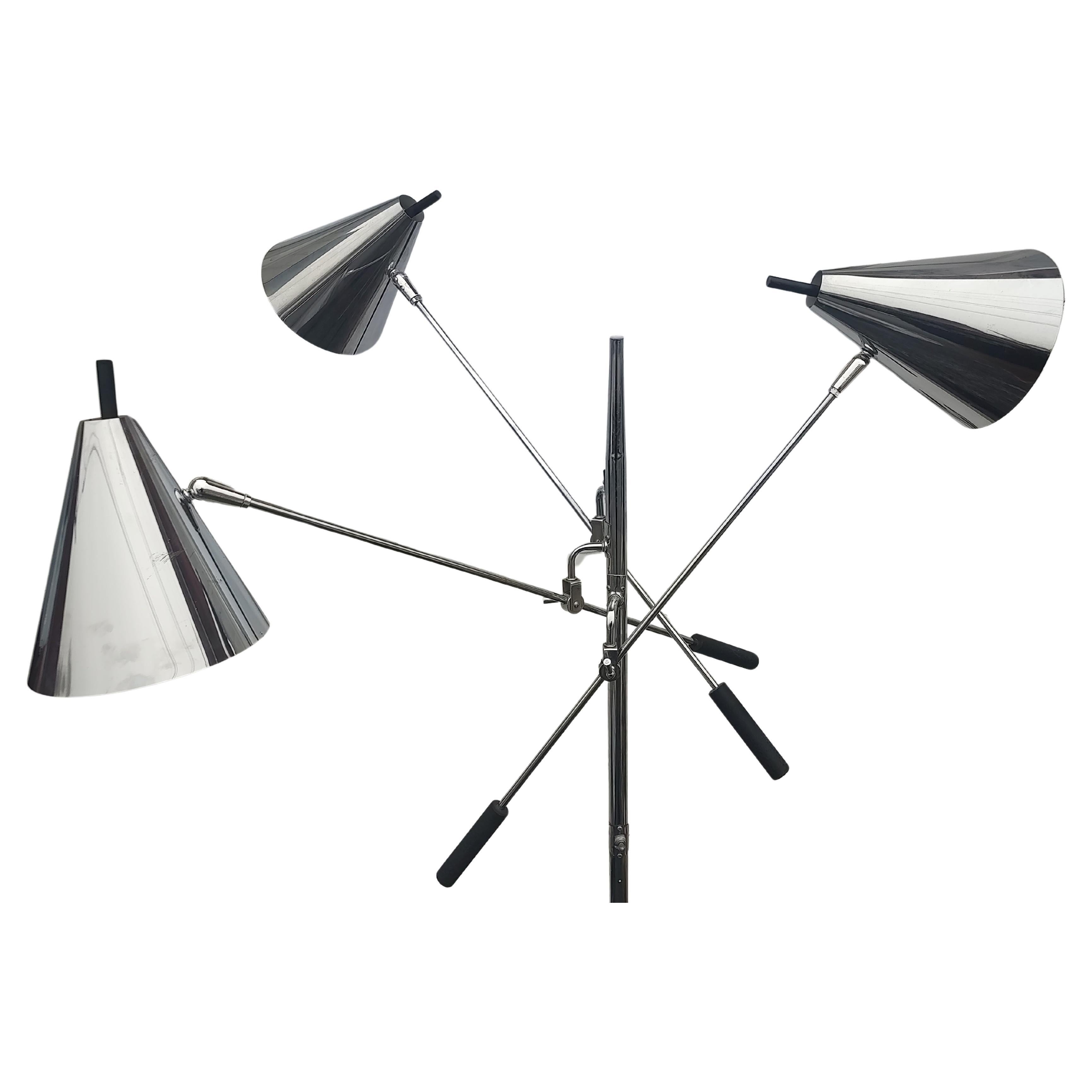 American Mid Century Modern Sculptural Triennial Floor Lamp Attributed to Gino Sarfatti For Sale