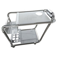 Chariot de bar tubulaire sculptural moderne du milieu du siècle dernier