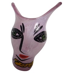 Mid-Century Modern Sculptural Vase Hand Painted by Kosta Boda Artist UHV