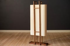 Mid Century Modern Sculptural Walnut and Brass Standing Floor Lamp