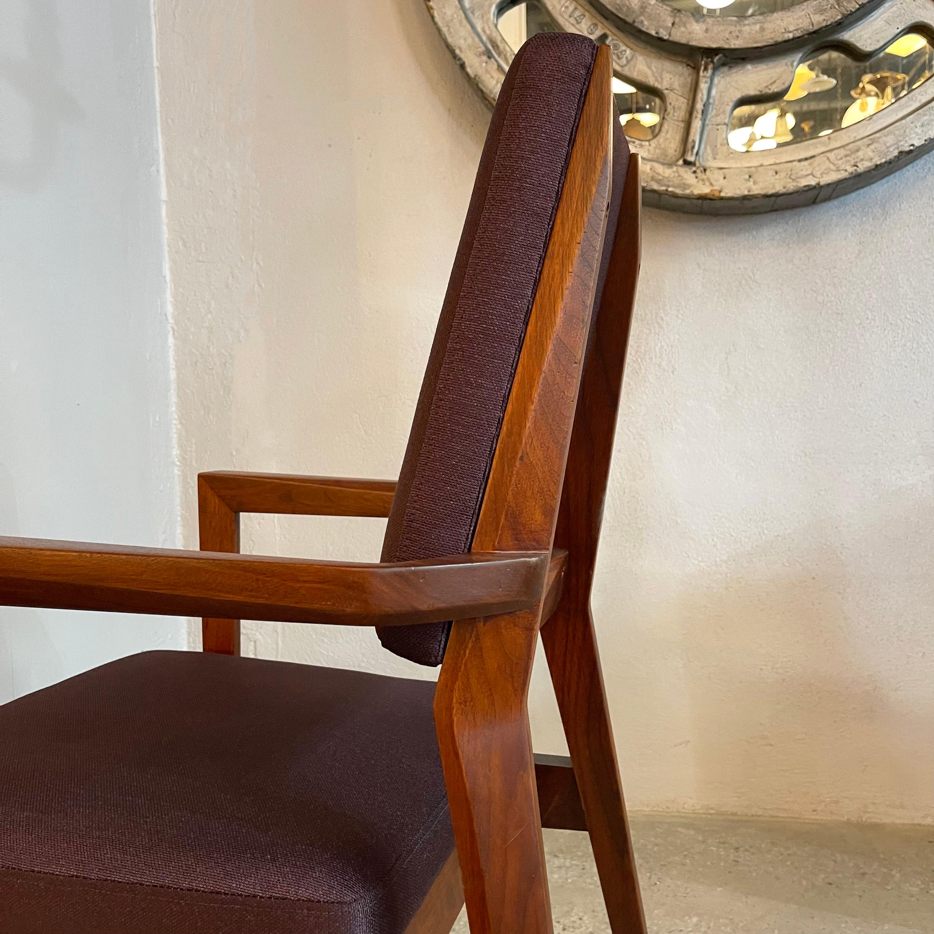 Linen Mid-Century Modern Sculptural Walnut Armchair by Marc Berge For Grosfeld House For Sale